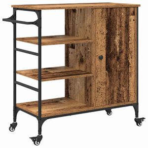 vidaXL Kitchen Trolley Old Wood 87.5 x 39 x 84.5 cm Engineered Wood