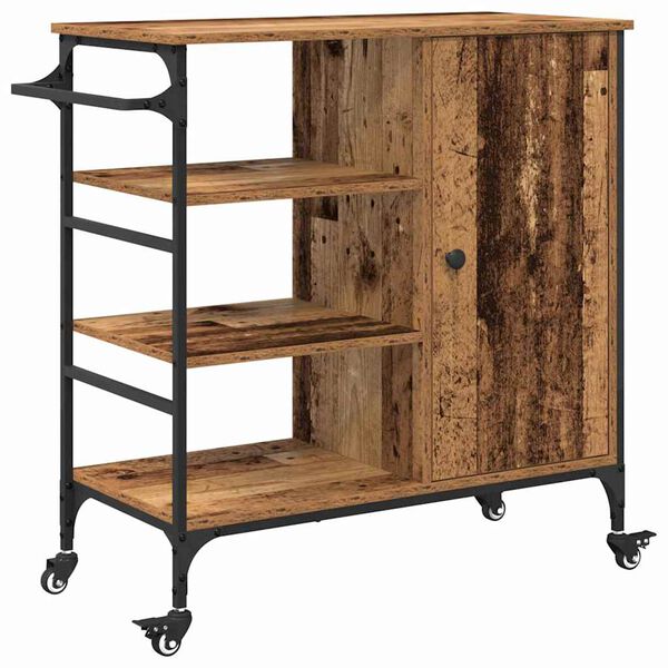 vidaXL Kitchen Trolley Old Wood 87.5 x 39 x 84.5 cm Engineered Wood