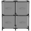 vidaXL Storage Cabinet with 4 Fabric Baskets Grey 63x30x71 cm Steel