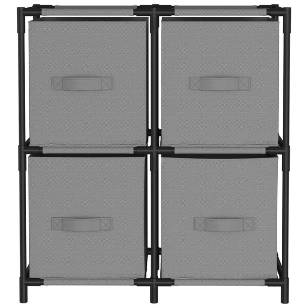 vidaXL Storage Cabinet with 4 Fabric Baskets Grey 63x30x71 cm Steel