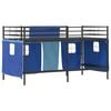 vidaXL Kids'Loft Bed Frame with Curtains Black and Blue 80 x 201 cm