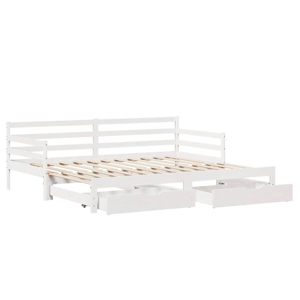 vidaXL Daybed with Trundle and Drawers without Mattress White 90x200 cm