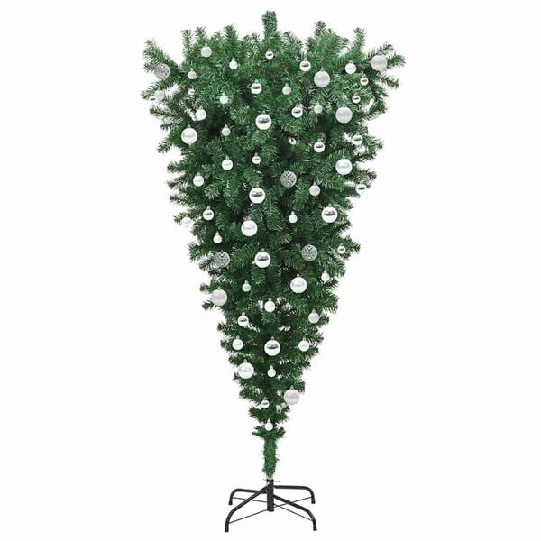 vidaXL Upside-down Artificial Pre-lit Christmas Tree with Ball Set PVC