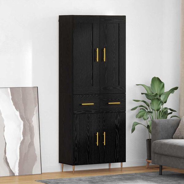 vidaXL Highboard Black Oak 69.5 x 34 x 180 cm Engineered Wood