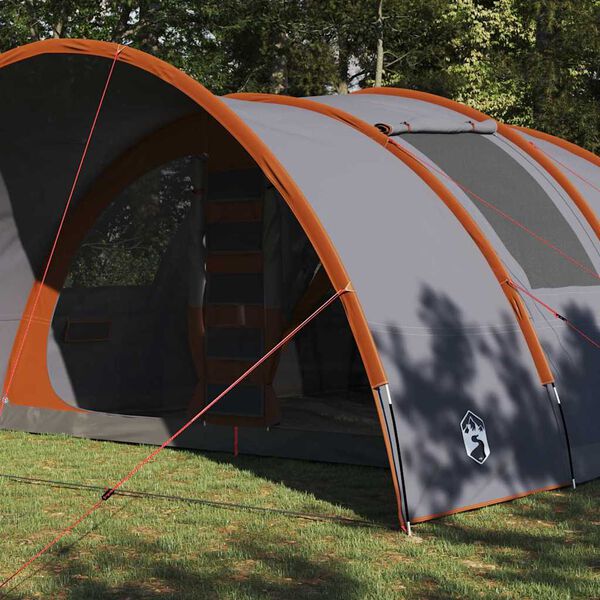 vidaXL Tunnel Tent with Roof Grey and Orange 710 x 460 x 245 cm