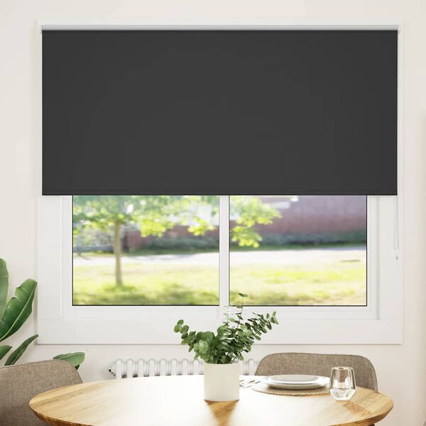 vidaXL Roller Blind Blackout Black 165x130 cm Fabric Width 161.6 cm Polyester