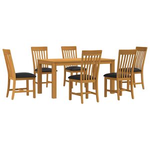 vidaXL Dining Set 7 pcs Black Solid Oak Wood
