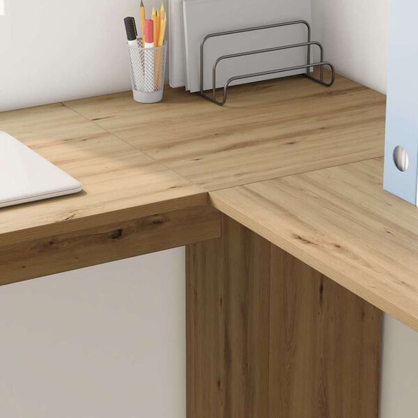 vidaXL Corner Desk with Storage Artisan oak 140 x 113.5 x 75 cm