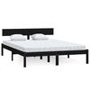 vidaXL Bed Frame without Mattress Black Solid Wood Small Double