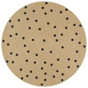 vidaXL Handmade Rug Jute with Print Polka Dot 120 cm