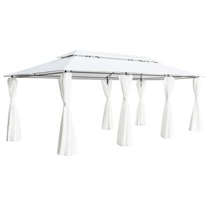 vidaXL Gazebo with Curtains 600x298x270 cm White 180g/m&sup2;