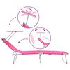 vidaXL Sun Lounger Folding 2-person 2 pcs Pink 58 x 188 x 77cm Fabric