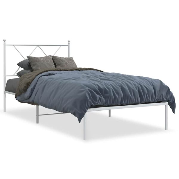 vidaXL Metal Bed Frame without Mattress with Headboard White 90x190cm