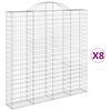 vidaXL Arched Gabion Baskets 8 pcs 200x30x200/220 cm Galvanised Iron