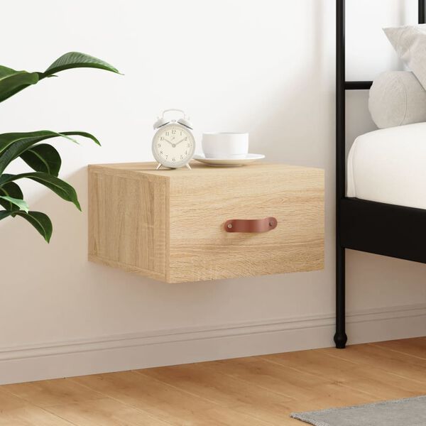 vidaXL Wall-mounted Bedside Cabinet Sonoma Oak 35x35x20 cm