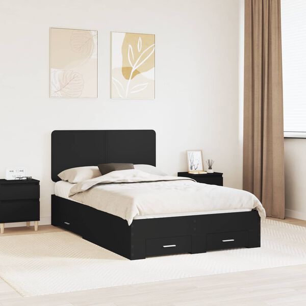 vidaXL Bed Frame with Headboard Black 120 x 200 cm Engineered Wood