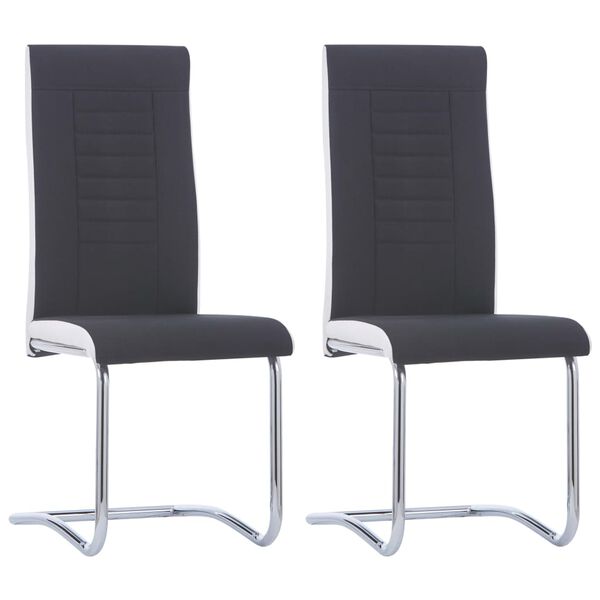vidaXL Cantilever Dining Chairs 2 pcs Black Fabric
