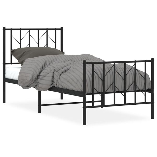 vidaXL Metal Bed Frame without Mattress with Footboard Black 80x200cm