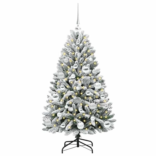 vidaXL Artificial Christmas Tree Green and White 120 cm PVC and Metal