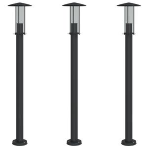 vidaXL Outdoor Floor Lamps 3pcs Black 100 cm Stainless Steel