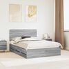 vidaXL Bed Frame with Drawer Grey Sonoma 160 x 200 cm Engineer Wood