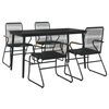 vidaXL 5 Piece Garden Dining Set Black PVC Rattan
