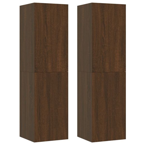 vidaXL Wall-mounted TV Cabinets 2 pcs Brown Oak 30.5x30x110 cm