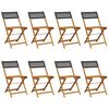 vidaXL Folding Garden Chairs 8 pcs Black Poly Rattan and Solid Wood