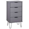 vidaXL Drawer Cabinet Grey 45x39,5x90,3 cm Solid Pine Wood
