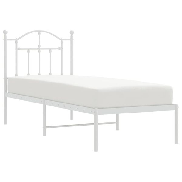 vidaXL Metal Bed Frame without Mattress with Headboard White 75x190cm