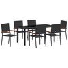 vidaXL Garden Dining Set with Cushion 7 pcs Black Poly Rattan