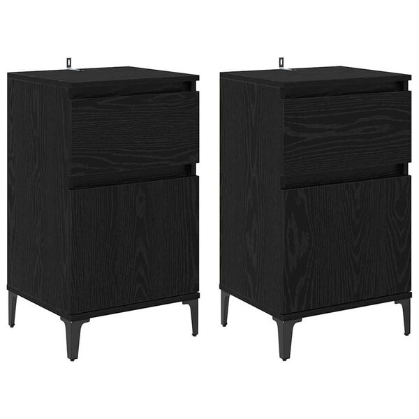 vidaXL Bedside Cabinet 2 pcs Black Oak 40 x 35 x 70 cm Engineered Wood