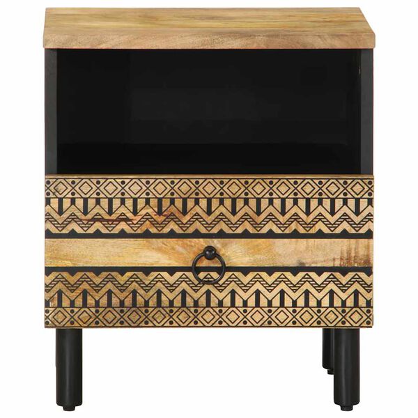 vidaXL Bed Cabinet Black 40x33x46 cm Solid Rough Wood Mango