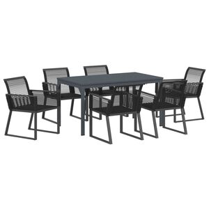 vidaXL Garden Dining Set 7 pcs Black Poly Rattan