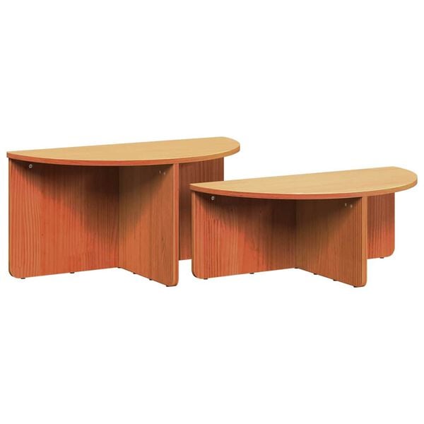 vidaXL Coffee Table 2 pcs Wax Brown Solid pine wood