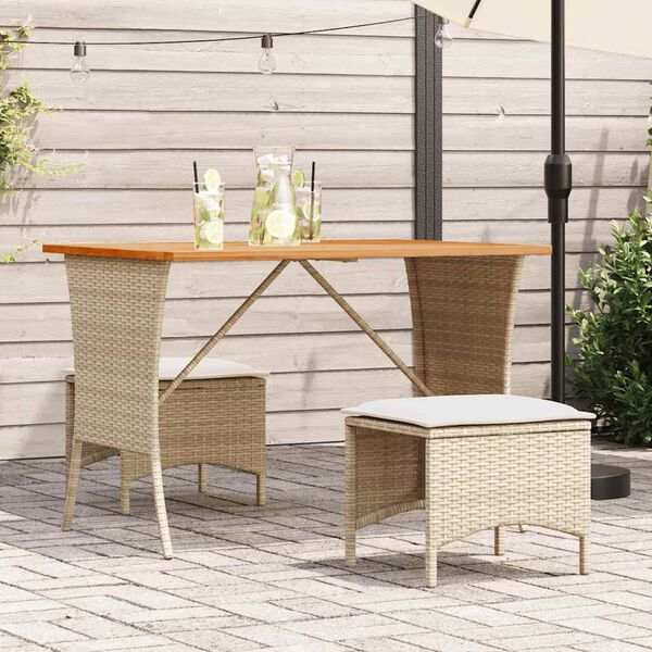 vidaXL Garden Table with Acacia Wood Top Beige 105x75x72 cm Poly Rattan