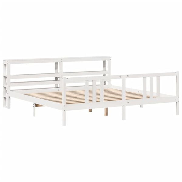 vidaXL Bed Frame with Headboard without Mattress White 200x200 cm