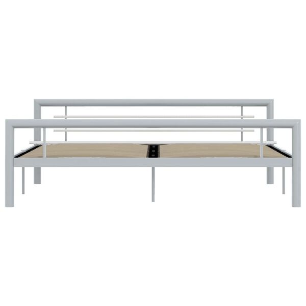 vidaXL Bed Frame without Mattress Grey and White Metal 180x200 cm Super King