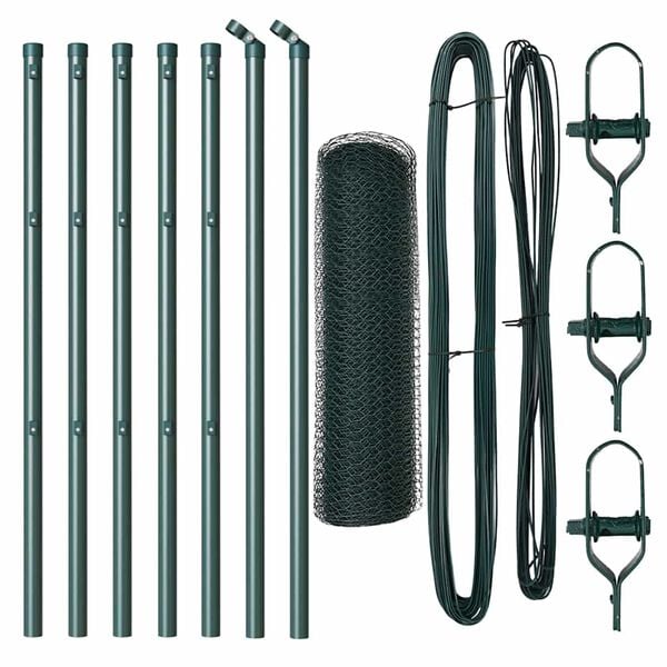 vidaXL Fence Post Green 10 x 0.8 m (25 mm mesh) Steel and PVC