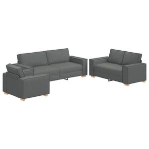 vidaXL Sofa 3 pcs Dark Grey Fabric