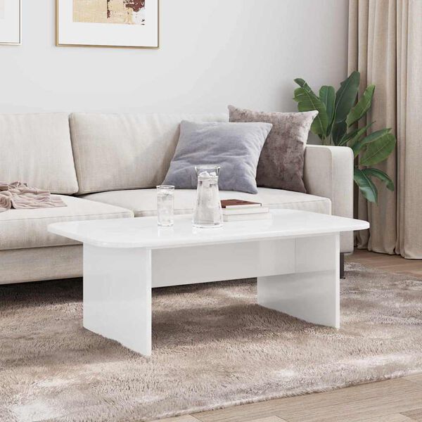 vidaXL Coffee Table High Gloss White 93 x 53 x 33 cm Engineered Wood