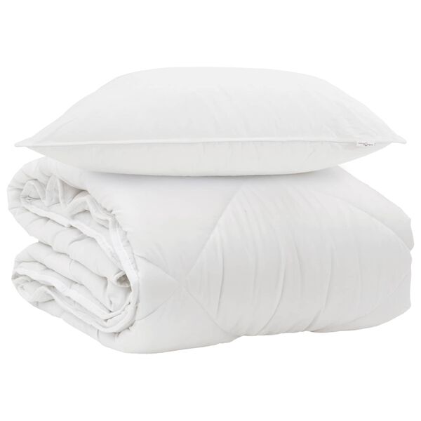 vidaXL All-Season Duvet with Pillow 2 pcs White Microfiber