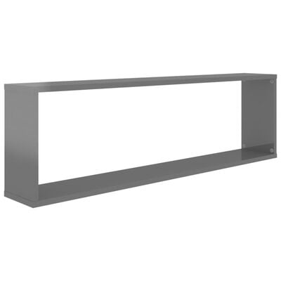 vidaXL Wall Cube Shelf 6 pcs High Gloss Grey 100x15x30 cm Engineered Wood