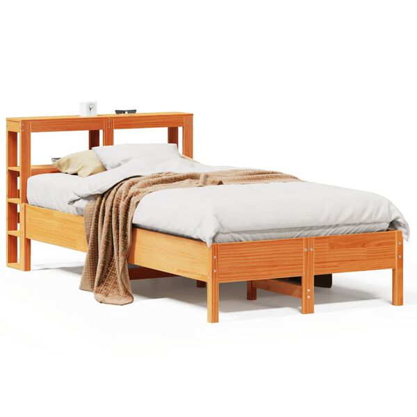 vidaXL Bed Frame without Mattress Wax Brown 75x190 cm Small Single Solid Wood Pine