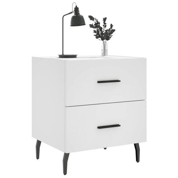 vidaXL Bedside Cabinet White 40x35x47.5 cm Engineered Wood