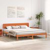 vidaXL Bed Frame with Headboard Wax Brown 180 x 200 cm Solid Pine Wood
