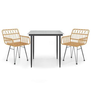 vidaXL 3 Piece Garden Dining Set Poly Rattan