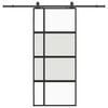 vidaXL Sliding Door with Hardware Set Black 90x205 cm Tempered Glass