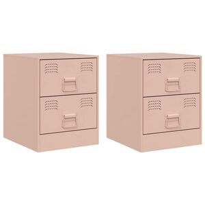 vidaXL Bedside Cabinets 2 pcs Pink 34,5x39x44 cm Steel