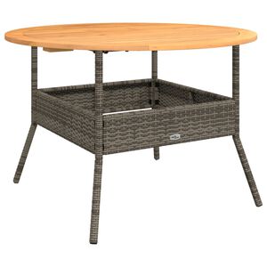 vidaXL Garden Table with Acacia Wood Top Grey &Oslash;110x71 cm Poly Rattan